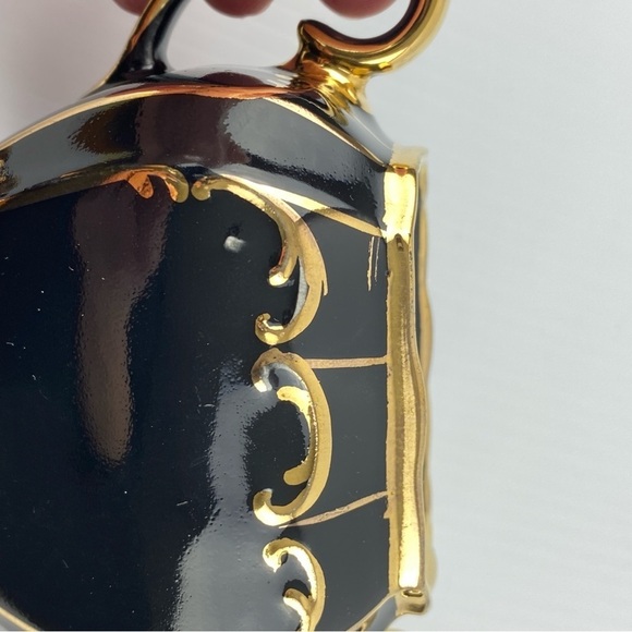Sadler Antique Cube Black Cream and Sugar Set 1922 Gold Gilt - Picture 10 of 11